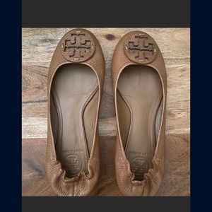 Tory Burch brown leather flats, size 7.5